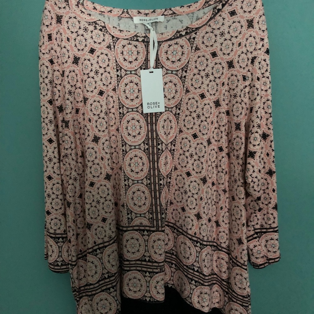 Rose+Olive 3/4 Sleeve Tunic 3X NWT